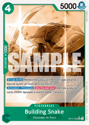 Carte One Piece Building Snake OP17-025 UC ALT ART