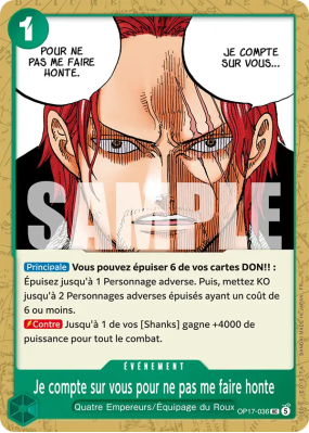 Carte One Piece Je compte sur vous pour ne pas me faire honte OP17-036 UC