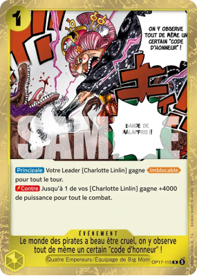 Carte One Piece Le monde des pirates a beau être cruel, on y observe tout de même un certain "code d'honneur" ! OP17-115 R