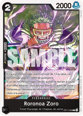 Carte One Piece Roronoa Zoro OP17-095 C