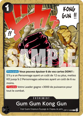Carte One Piece Gum Gum Kong Gun OP17-098 C