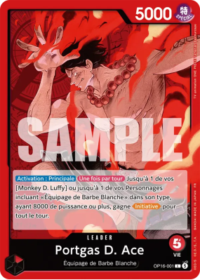 Carte One Piece Portgas D. Ace OP16-001 L