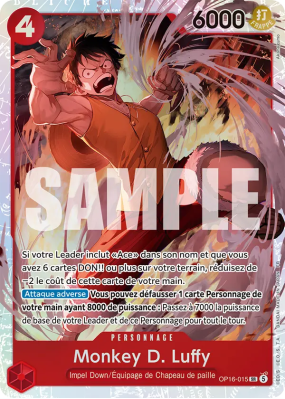 Carte One Piece Monkey D. Luffy OP16-015 SR