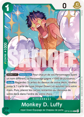 Carte One Piece Monkey D. Luffy OP16-034 R