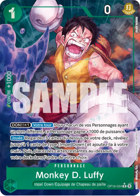 Carte One Piece Monkey D. Luffy OP16-034 R ALT ART