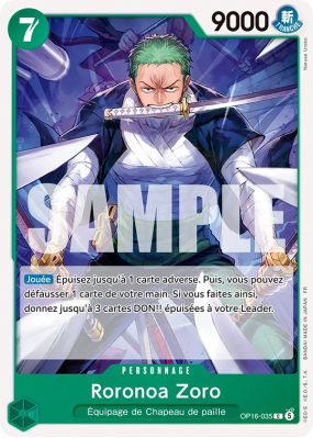 Carte One Piece Roronoa Zoro OP16-035 C
