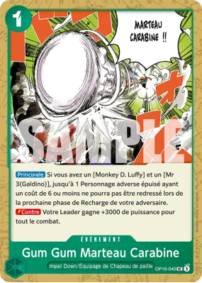 Carte One Piece Gum Gum Marteau Carabine OP16-040 UC