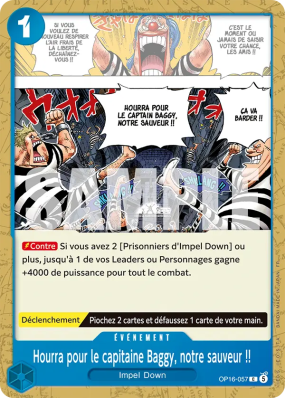 Carte One Piece Hourra pour le capitaine Baggy, notre sauveur !! OP16-057 C