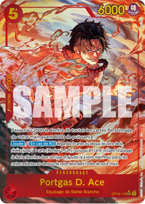 Carte One Piece Portgas D. Ace OP16-118 SEC ALT ART