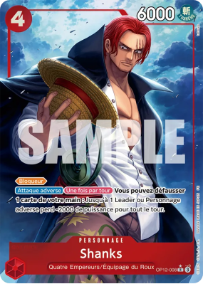 Carte One Piece Shanks OP12-008 R ALT ART