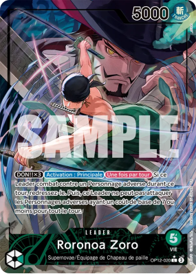 Carte One Piece Roronoa Zoro OP12-020 L ALT ART