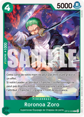 Carte One Piece Roronoa Zoro OP12-036 C