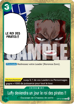 Carte One Piece Luffy deviendra un jour le roi des pirates !! OP12-039 R