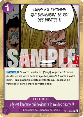 Carte One Piece Luffy est l'homme qui deviendra le roi des pirates !! OP12-079 R