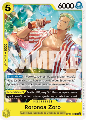 Carte One Piece Roronoa Zoro OP12-113 UC
