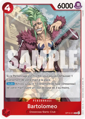 Carte One Piece Bartolomeo OP15-014 R