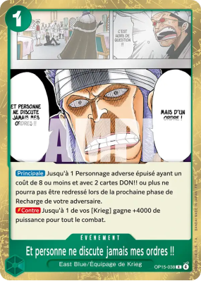 Carte One Piece Et personne ne discute jamais mes ordres !! OP15-038 R