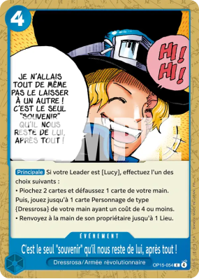 Carte One Piece C'est le seul "souvenir" qu'il nous reste de lui, après tout ! OP15-054 C