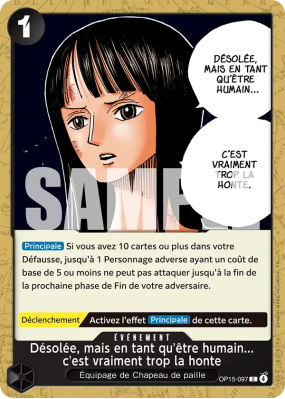 Carte One Piece Désolée, mais en tant qu'être humain c'est vraiment trop la honte OP15-097 C