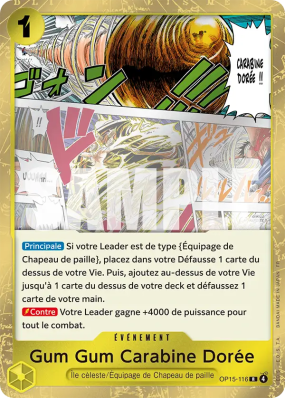 Carte One Piece Gum Gum Carabine Dorée OP15-116 R