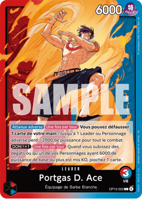 Carte One Piece Portgas D. Ace OP13-002 L