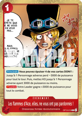 Carte One Piece Les flammes d'Ace, elles, ne vous ont pas pardonnés ! OP13-019 R