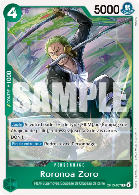 Carte One Piece Roronoa Zoro OP13-037 R