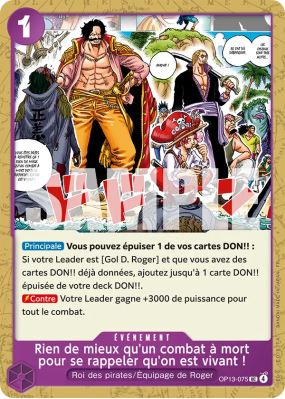 Carte One Piece Rien de mieux qu'un combat à mort pour se rappeler qu'on est vivant ! OP13-075 UC