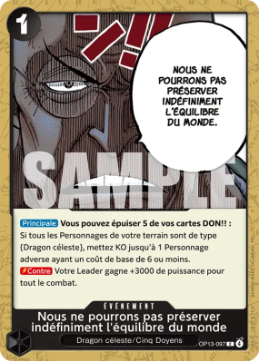 Carte One Piece Nous ne pourrons pas préserver indéfiniment l'équilibre du monde OP13-097 C