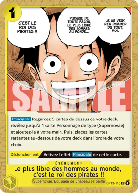 Carte One Piece Le plus libre des hommes au monde, c'est le roi des pirates !! OP13-116 UC