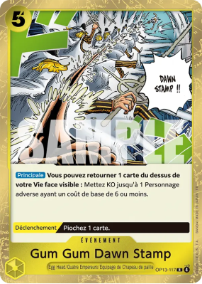 Carte One Piece Gum Gum Dawn Stamp OP13-117 R