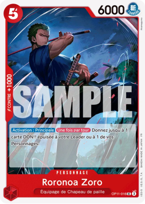 Carte One Piece Roronoa Zoro OP11-016 UC