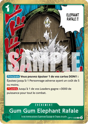 Carte One Piece Gum Gum Elephant Rafale OP11-038 R
