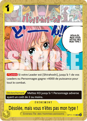 Carte One Piece Désolée, mais vous n'êtes pas mon type ! OP11-115 UC
