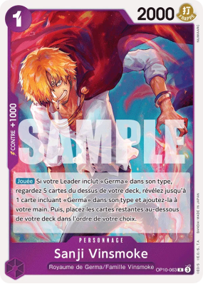Carte One Piece Sanji Vinsmoke OP10-063 R