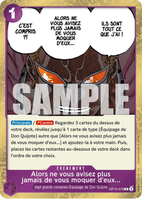 Carte One Piece Alors ne vous avisez plus jamais de vous moquer d'eux OP10-078 R