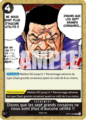 Carte One Piece Disons que les sept grands corsaires ne nous sont plus d'aucune utilité !! OP10-096 UC