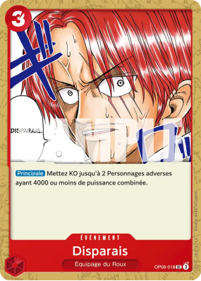 Carte One Piece Disparais OP09-018 UC