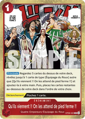 Carte One Piece Qu'ils viennent !! On les attend de pied ferme !! OP09-020 R