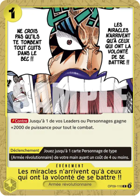 Carte One Piece Les miracles n'arrivent qu'à ceux qui ont la volonté de se battre !! OP09-116 C