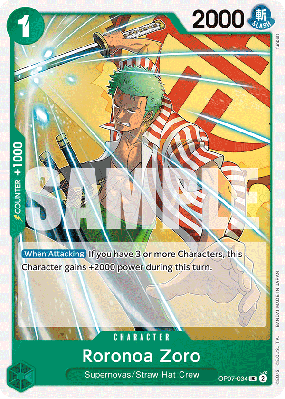 Carte One Piece Roronoa Zoro OP07-034 UC