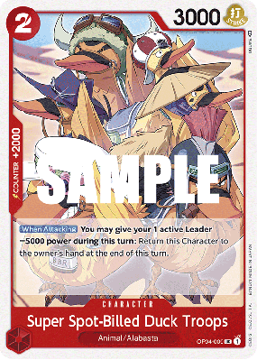 Carte One Piece Super Spot-Billed Duck Troops OP04-009 UC
