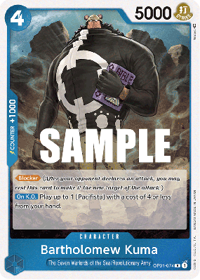 Carte One Piece Bartholomew Kuma OP01-074 R