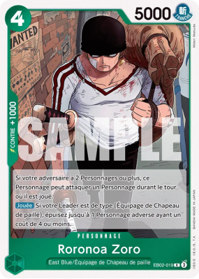 Carte One Piece Roronoa Zoro EB02-019 R