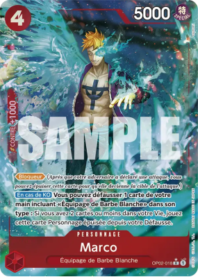 Carte One Piece Marco OP02-018 R ALT ART PRB01