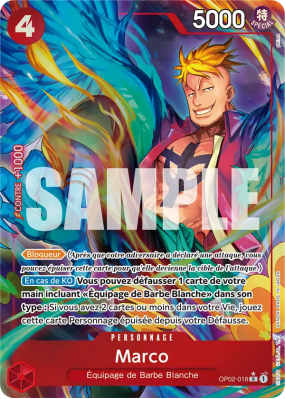 Carte One Piece Marco OP02-018 R ALT ART 2 PRB01