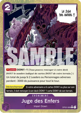 Carte One Piece Juge des Enfers OP02-089 R ALT ART PRB01