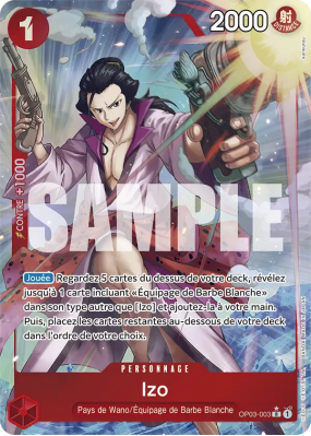 Carte One Piece Izo OP03-003 R ALT ART PRB01