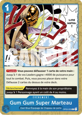 Carte One Piece Gum Gum Super Marteau OP03-055 C PRB01