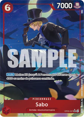 Carte One Piece Sabo OP05-007 SR ALT ART PRB01